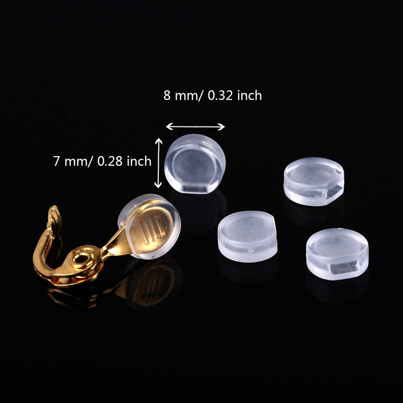 Maxdot 100 Pieces 4 Size Earring Back Pads Clear Silicone