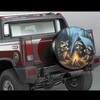 Raccoons Campfire Universal Spare Tire Cover,15 Inch,Cute Waterproof Polyester Wheel
