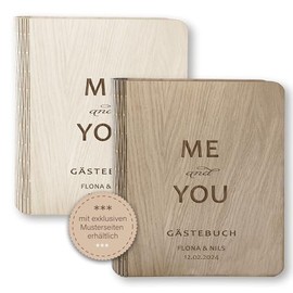Wooden Guest Book Wedding Me and You with and without Questions Approx. 22.5 x 23.5 cm – High-Quality Wedding Guest Book Wooden Book Wedding Guest Book Wedding Guest Book Wedding Guests Handmade