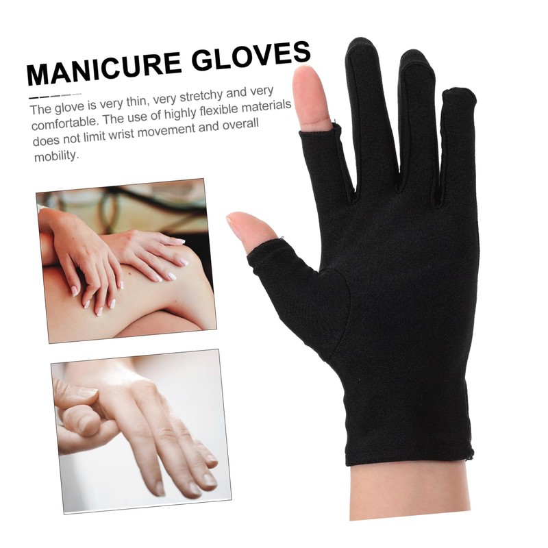 SAFIGLE UV Protective Half Finger Beauty Salon Gloves for Manicure