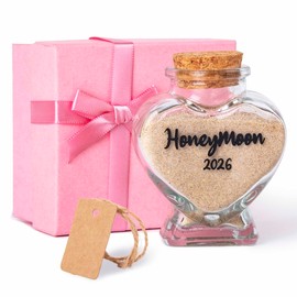 TUNGURIS Honeymoon Sand Keepsake Jar 2026，Bridal Shower, Wedding, Engagement, Honeymoon, Travel Gift for Couples, Newlywed, Fiance(Gift Box Includes) - 40ml Heart Shape Glass