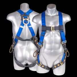 Palmer Safety Full Body Construction Harness with 5 Point Adjustment,... - Blue, 3D - Universal