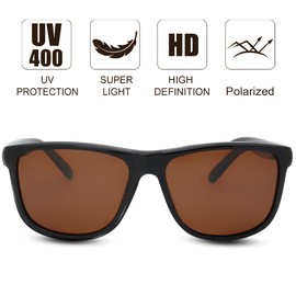 The Fresh Polarized Sunglasses for Men Women UV Protection Classic Sun Glasses (6214POL02 Black, Brown)