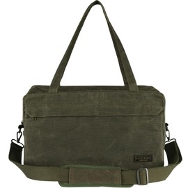 Tool Tote Bag, 16OZ Waxed Canvas Tool Bag with 7-Pocket & Shoulder Strap - for Electrician Contractor Repairman, Multi-Purpose Garden Tools Carrier with Portable Handle, Army Green