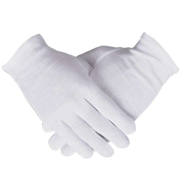 Generic 100% Cotton Gloves, 3 Pairs White, Medium (9” L