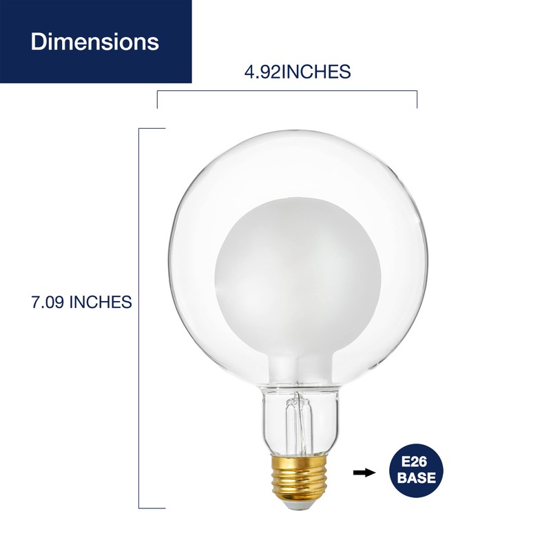 FLSNT G125 Decorative Dimmable Globe LED Edison Bulbs, 2700K Soft