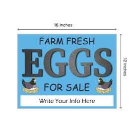 12x16 Inch Pack of 3 Double Sided Sign Coroplast Farm Fresh Eggs for Sale Sign - Fresh Chicken Eggs For Sale Sign for Outside - Farm Fresh Eggs Sign Corugated Plastic with Stakes for Outdoor Décor