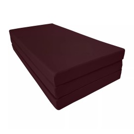Danfuton Burgundy Full Trifold Foam Bed, Shikibuton, Foldable Ottoman Mats 4x54x75