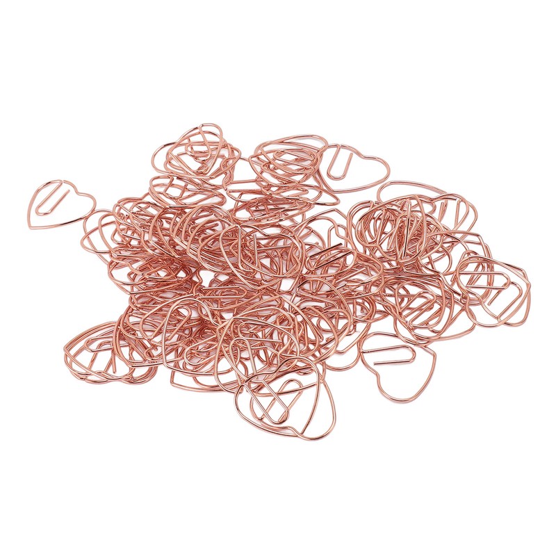 100Pcs Heart Shaped Paper Clips Iron Decorative Paperclips Set with