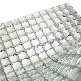 Mirror Tiles Silver Bathroom Wall Sheets Crystal Diamond Mosaic Tile Backsplash Kitchen Bevel Glass Subway Home Improvement Materials [Pack of 11PCS(12x12x0.16 Inches/Each)]