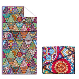 Invool Beach Towel, Extra Large 180x80cm Quick Dry Microfiber Towel for Adult, Lightweight Sand Free Towel, Perfect for Swimming, Travel, Camping, Gym, Yoga, Vacation (Mandala Colorful)