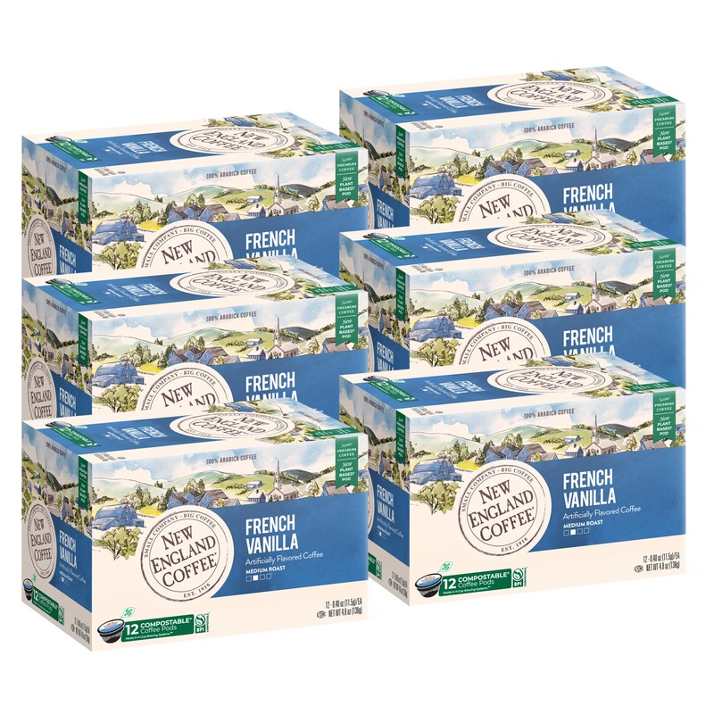 New England Coffee French Vanilla Medium Roast Single Serve Pods,