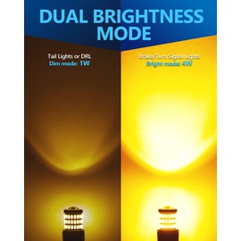 Yorkim 7440 LED Bulb Amber 7443 led turn signal lights bulb with Projector 7441 W21W T20 7440na led bulb Replacement Lamp for blinker light turn signal lights tail lights, pack of 4