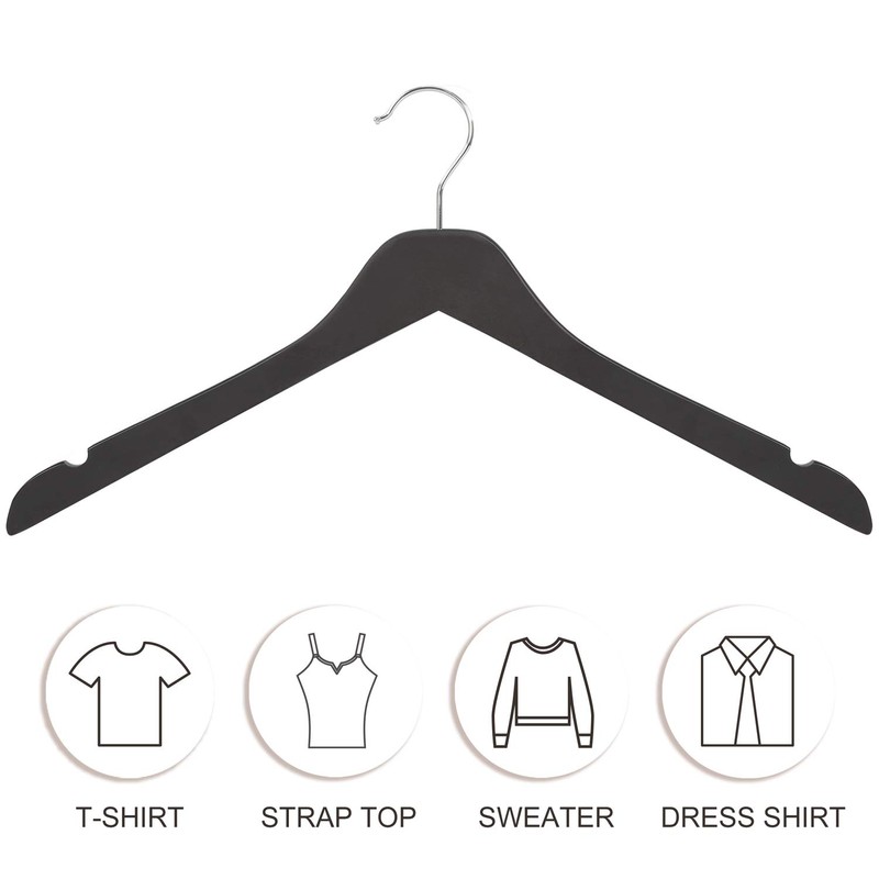 TOPIA HANGER Black Wooden Hangers 30 Pack, 0.28-inch Thick Slim