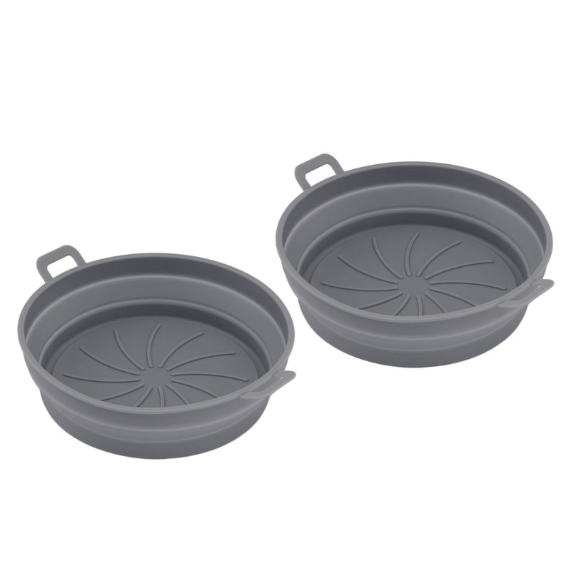 2 Pcs Silicone Air Cooker Pot With Handle Round Fryer