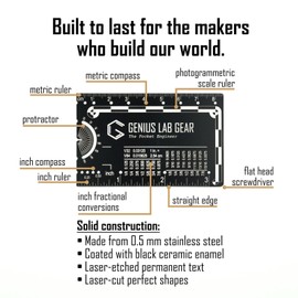 Genius Lab Gear The Pocket Engineer - Wallet Engineering Ruler Scale and Unit Conversion Refe...