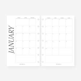 Mini Happy Planner 2025 Month on Two Pages Monthly Planner Insert Agenda Refill for 7-Discs Notebook 4.6 x 7 (Monthly Classic (Monday start) (Non-separable Months))