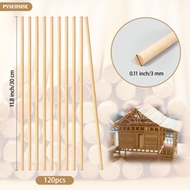 120 Pcs Wood Sticks, 0.3x30cm Round Wooden Sticks, Unfinished Wooden Dowels Rods Wood Craft Sticks Basswood Strips Balsa Wood Sticks for DIY Crafts Arts Projects Model Making