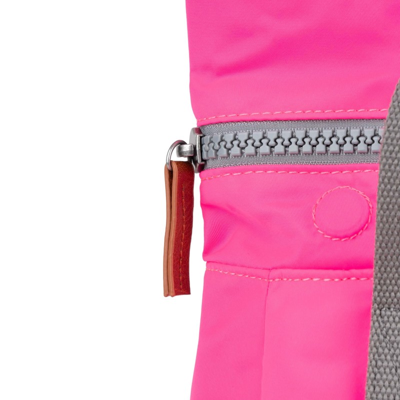 ROKA London Canfield B Small Sustainable Nylon Backpack (Neon Pink)
