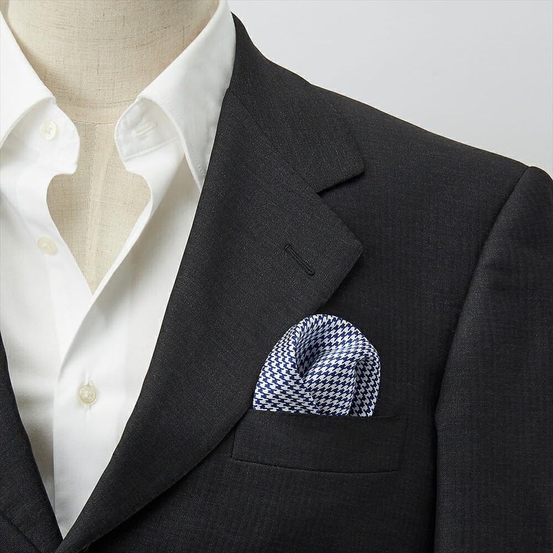 Ojier Men's Pocket Square, 100% Silk, Houndstooth Lattice, Formal, Business,