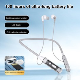 Neck Headphones | Lightweight Neckband Headphones - Ergonomic Transparent Headset with Double Microphone Magnetic Earphone for Women Men Outdoor Gym Work Home