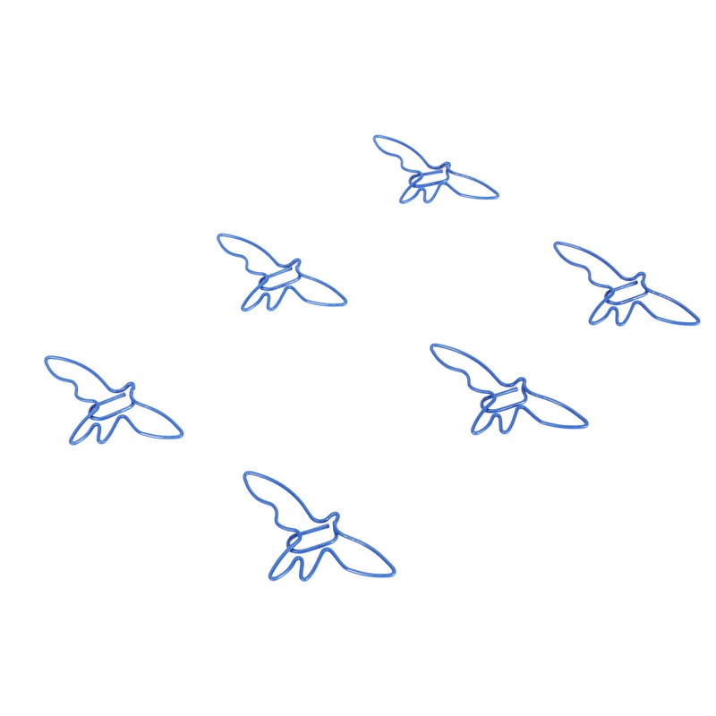 100pcs Blue Birds Paper Clips Creatively Cute Plated Metal Bookmark