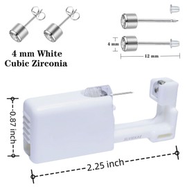 SLVIEKAE Self Ear Piercing Gun Earring, 14 Pack at Home Disposable Piercing Kit No Pain Easy Use Ear Piercing Gun Kit Tool with Gold Stud Silver Stud (White- silvery)