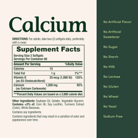 Nestle Nature's Bounty Absorbable Calcium with Vitamin D Softgels, 1200mg, 120 ct