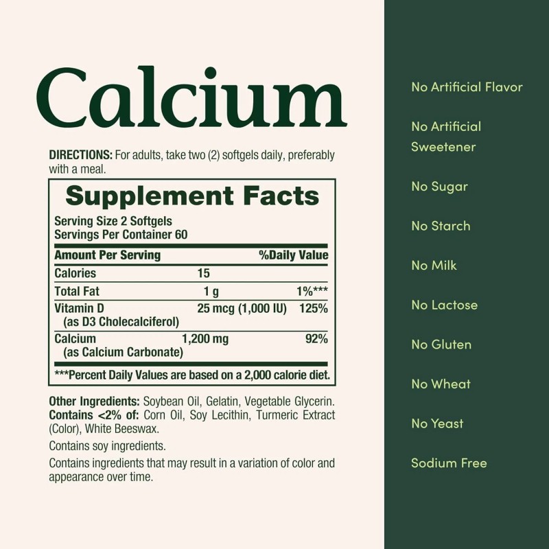 Nestle Nature's Bounty Absorbable Calcium with Vitamin D Softgels, 1200mg,