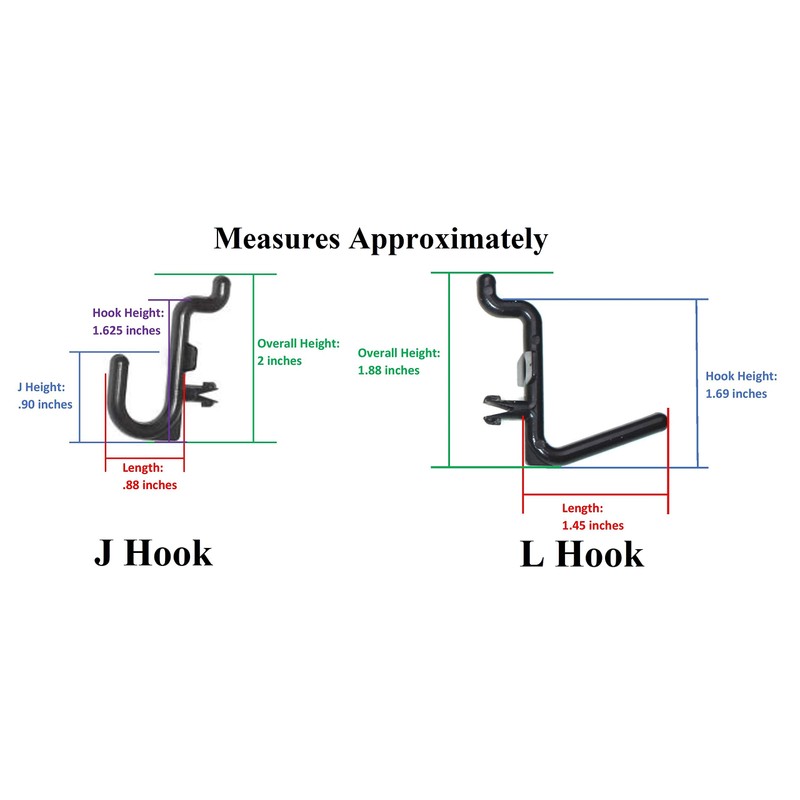 Black Plastic Locking J Hook & L Hook Pegboard Kit