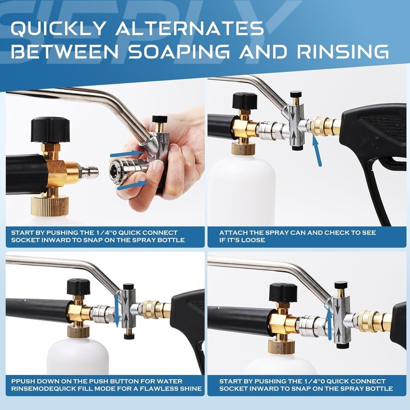 Foam Cannon Dual Connector Accessory, Pressure Washer Double Tip Attachment