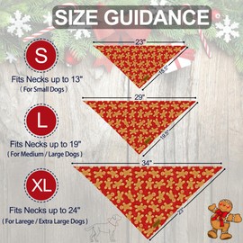 THLOH Christmas Dog Bandanas - 2 Pack Reversible Gingerbread Man Dog Scarf for Boy & Girl, Premium Durable Fabric, Festival Dog Bib, Holiday Bandana for Small and Medium Dogs (Small)