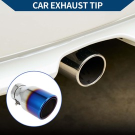 Hihaha Double-Walled Slant Exhaust End Clamp Bracket Rear Exhaust Car Clamp Holder Stainless Steel 2.5 Inch Inlet 4.1 Inch Outlet 7.1 Inch Length 1 Set Silver Tone Blue