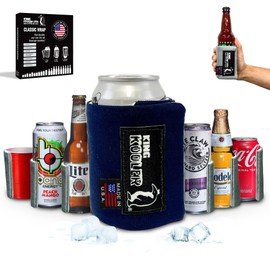 KingKooler Universal Can Cooler Insulated - Adjustable and Slim Can Cooler Insulated - Beer Bottle Holder - Made in USA - Packable for Easy Storage Travel - Washable - SHORT - Midnight