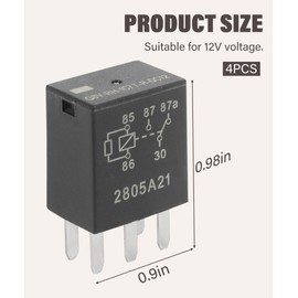 RACOONA 4Pcs 5 Pin Relay,Car Accessories 12V 30A Power Relay,Car Relay Switch,G8V-RH-1C7T-R-DC Car Starter Switch Relays,Multi Purpose Automotive Relay,Standard Relay for Car Motor Replacement