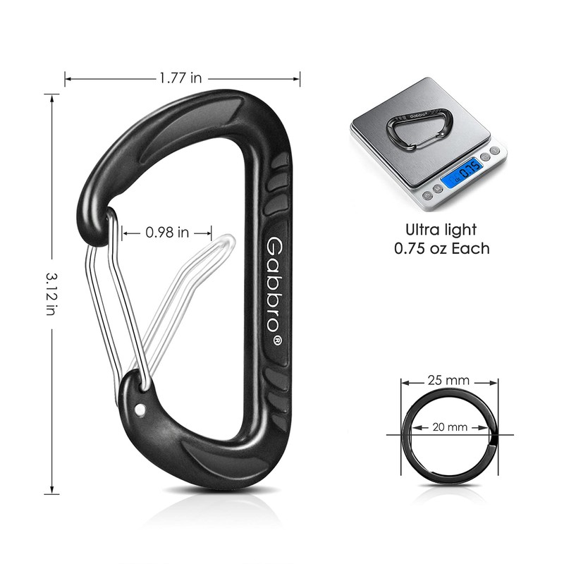 Gabbro Carabiner Clips Heavy Duty 12kN (2697 lbs), | 3.2
