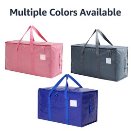 Moving Bags Heavy Duty Extra Large, Moving Boxes, Moving Supplies Essentials, Blue Storage Bins with Lids, Plastic Packing Totes, Storage Bags for Clothes with Handles & Zippers(Grey, 8 Pack)