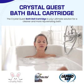 Crystal Quest Bath Ball Replacement Cartridge – Removes Chlorine, PFAS & Odors – Easy-to-Install Water Filter – Eco-Friendly, Durable & Skin-Safe – Made in USA [4 Pack]