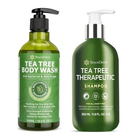 RoyceDerm Tea Tree Body Wash, Antibacterial Tinea Versicolor Body Wash Acne Body Care Cleansing Eczema Skin Care Soap Daily:_bodywash + shampoo