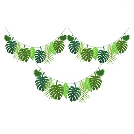 TopHomer Tropical Leaf Banner Hawaii Party Leaves Garland Summer Beach Theme Wedding Birthday Party Decor for Hawaii Luau Party Decor Felt Wall Hanging Banner Pack of 3