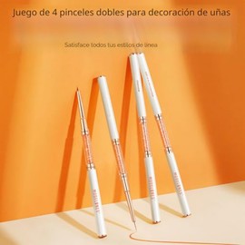 modelones - Pinceles para arte de uñas, juego de pinceles de línea súper finos de doble punta de 7/11/15/20mm para líneas finas de esmalte de gel, det