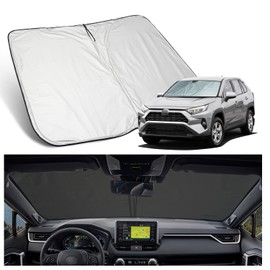 YEE PIN Sonnenschirm Auto kompatibel mit Toyota RAV4 XA50 SUV mk5 2019-2022，Faltbare Auto Sonnenschutz Frontscheibe Windschutzscheibe UV Staub Schutz Reflektierender Sonnenblende