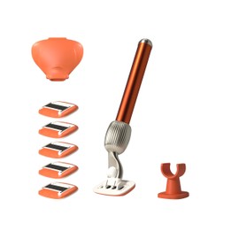 Fler The Razor Shave Set - Women's Razor with Interchangeable Razor Heads, Razor with Holder, 6 Replacement Blades and Protective Case, Razor Blades with Aloe Vera, Vitamin E, Sicily Orange