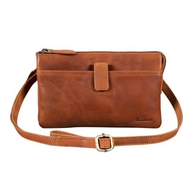 Benthill Leather Shoulder Bag - Travel Wallet Made of Genuine Cowhide Leather - Shoulder Bag with Zip - Oragnizer/Leather Bag - Men / Women, brown, Elegant