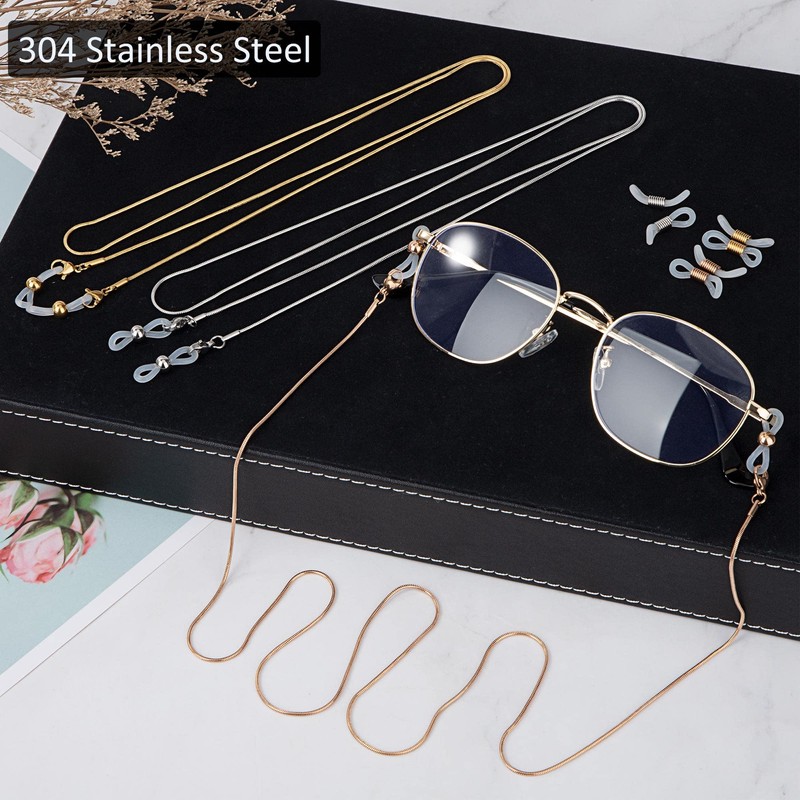 Glasses Chain Stainless Steel Sunglasses Chain with 12 Non-Slip Glasses