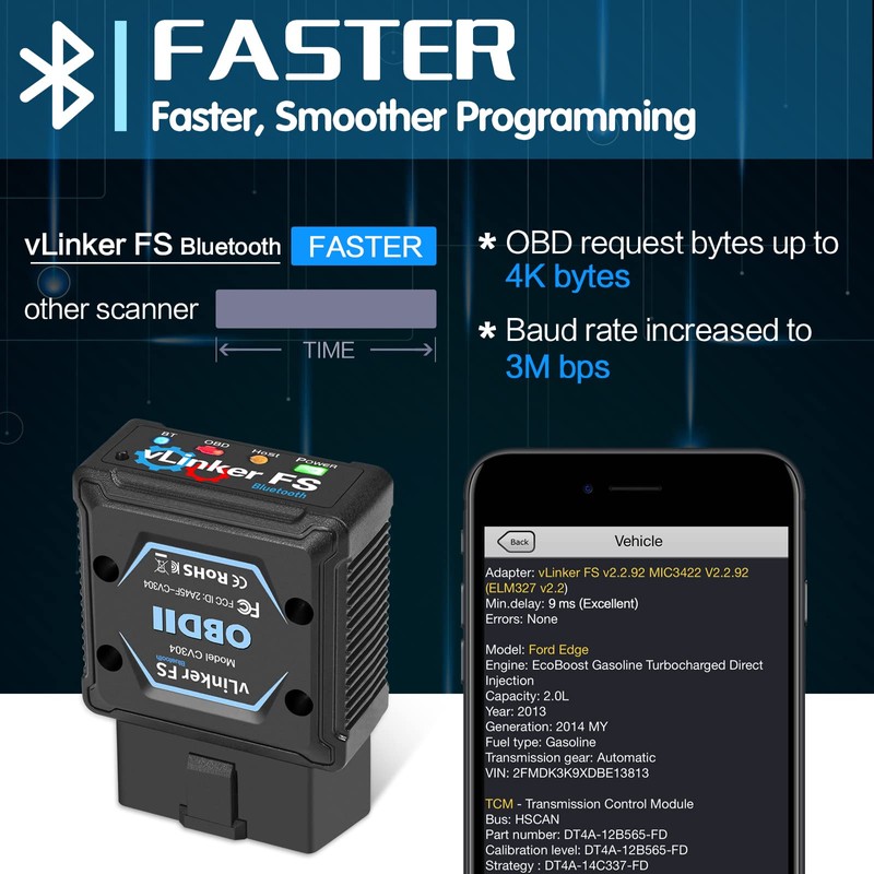 Vgate vLinker FS Bluetooth OBD2 Diagnostic Scan Tool, OBDII Car