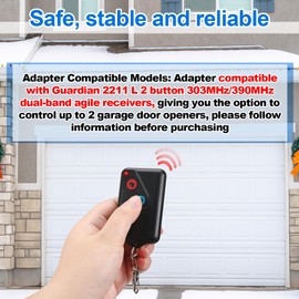 Kingdder 2 Pieces Garage Door Remote Compatible with Guardian 2211 L 2 button Garage Door Remote Transmitter 303mhz/390mhz Garage Door Remote Transmitter with Keychain