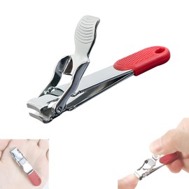 Nail Clipper, Portable Carbon Steel Nail Clipper Sharp Toenail Clippers with Key Ring for Men and Women-Red