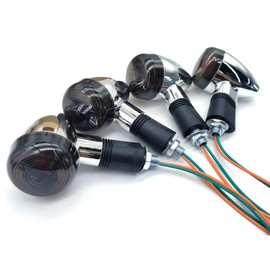 VRWEARE Universal 4pcs Motorcycle Turn Signals Chrome Bullet Front Rear Lights Compatible with Harley Honda Suzuki Yamaha Kawasaki Motorcycle Bobber Chopper(Smoke shell)