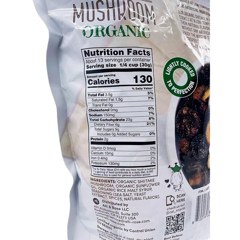 Shiitake Mushroom Organic Crisps, 14.11 Ounces, Resealable Bag